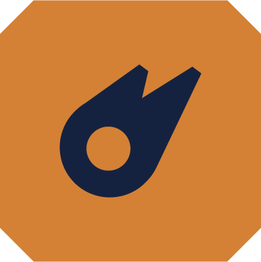 A logo with a navy blue number '9' on a brown octagonal background.